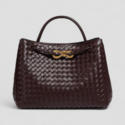 Woven Leather Tote Bag with Top Handle