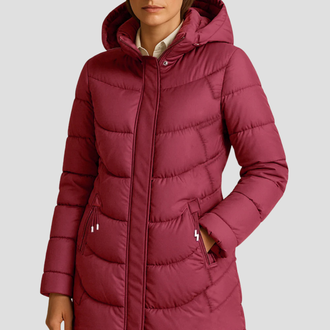 Women’s Mid Length Quilted Fitted Puffer Coat