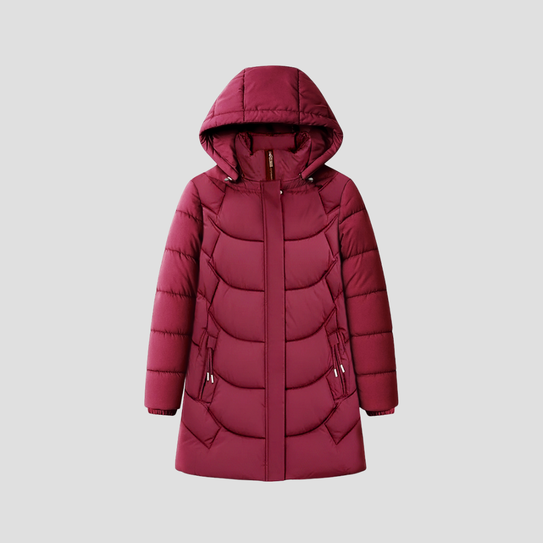 Women’s Mid Length Quilted Fitted Puffer Coat