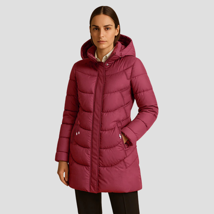 Women’s Mid Length Quilted Fitted Puffer Coat