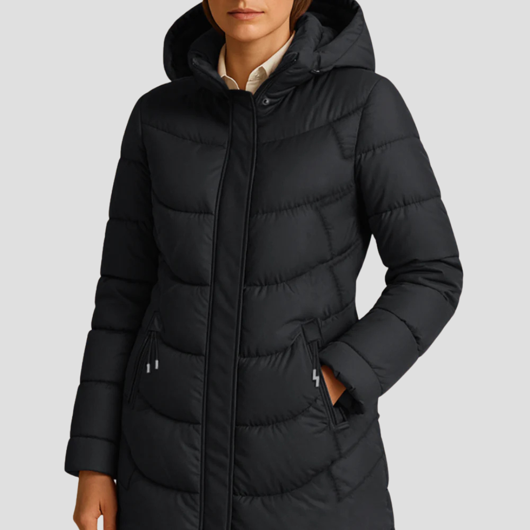 Women’s Mid Length Quilted Fitted Puffer Coat