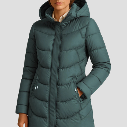Women’s Mid Length Quilted Fitted Puffer Coat