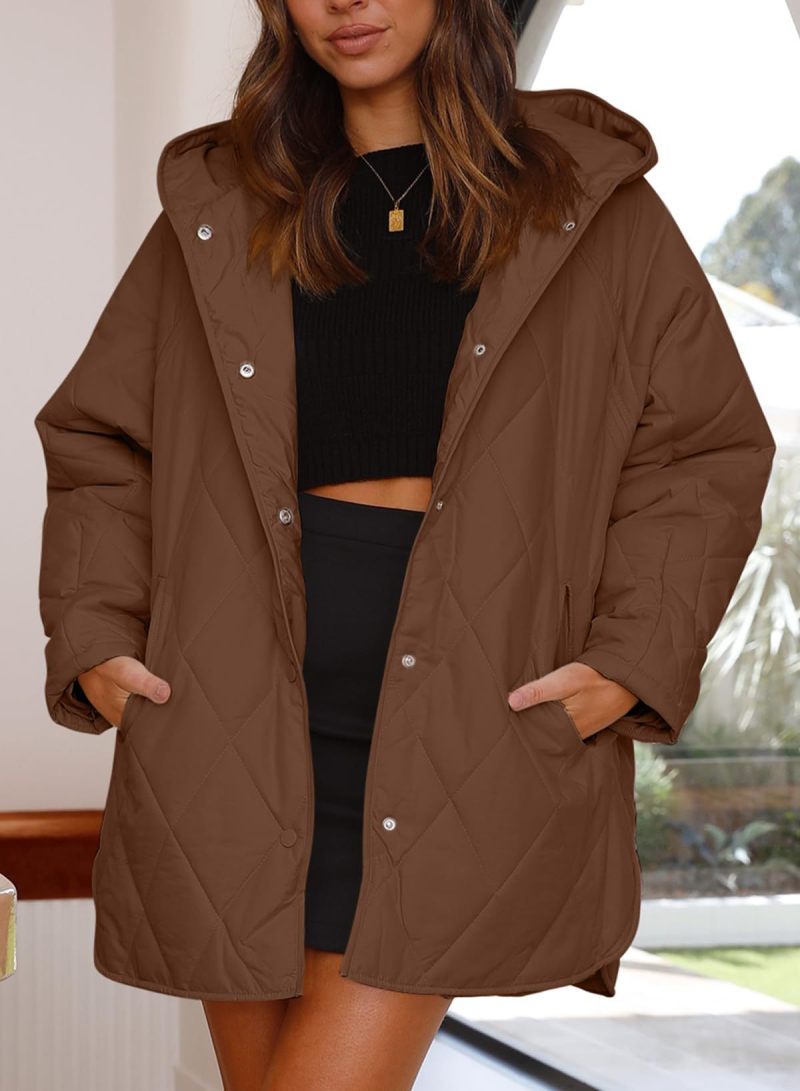 Women’s Diamond Quilted Jacket with Buttons