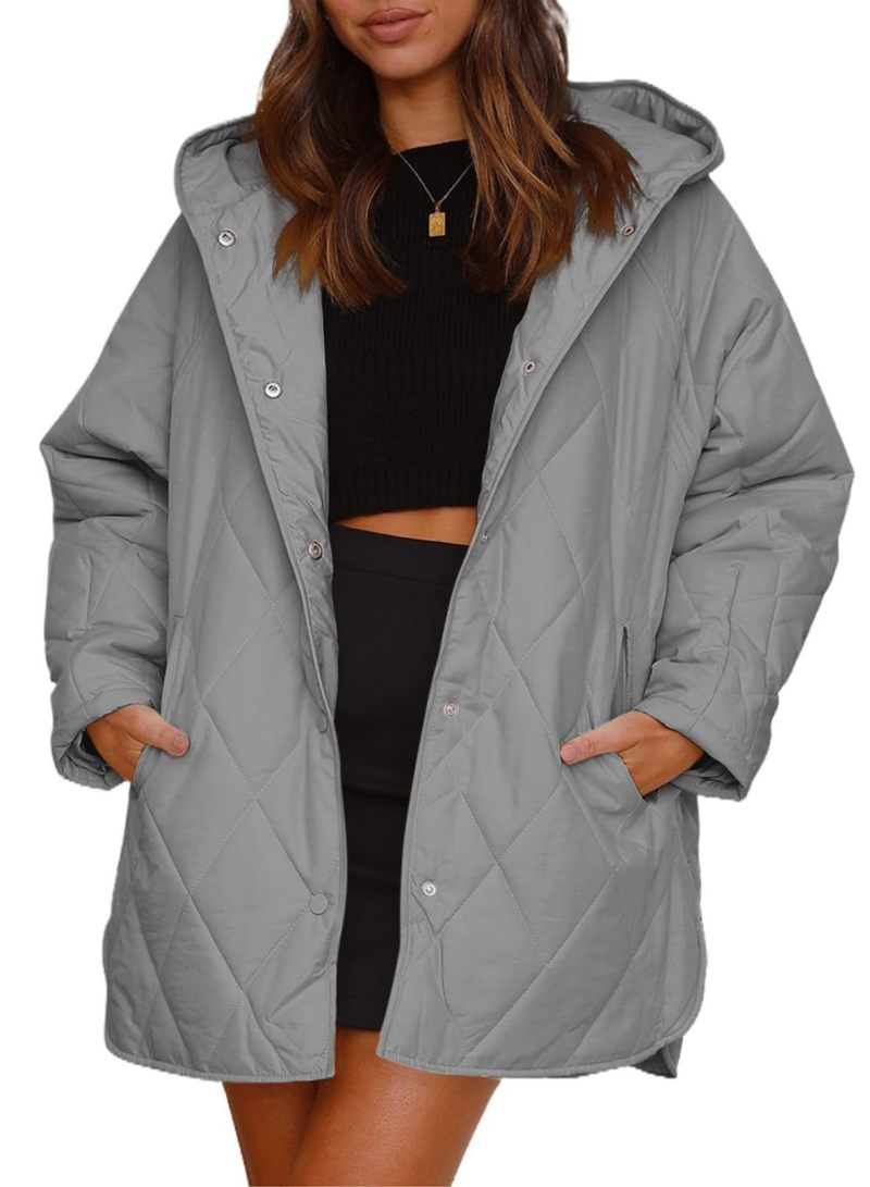 Women’s Diamond Quilted Jacket with Buttons