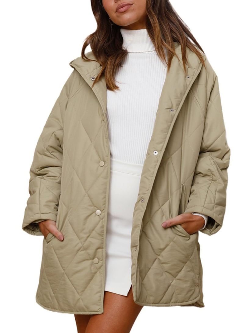 Women’s Diamond Quilted Jacket with Buttons
