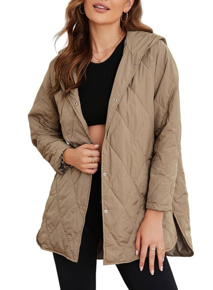 Women’s Diamond Quilted Jacket with Buttons