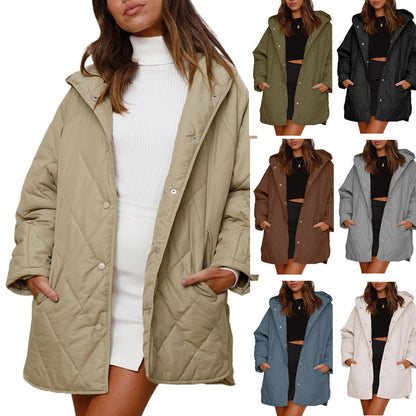 Women’s Diamond Quilted Jacket with Buttons