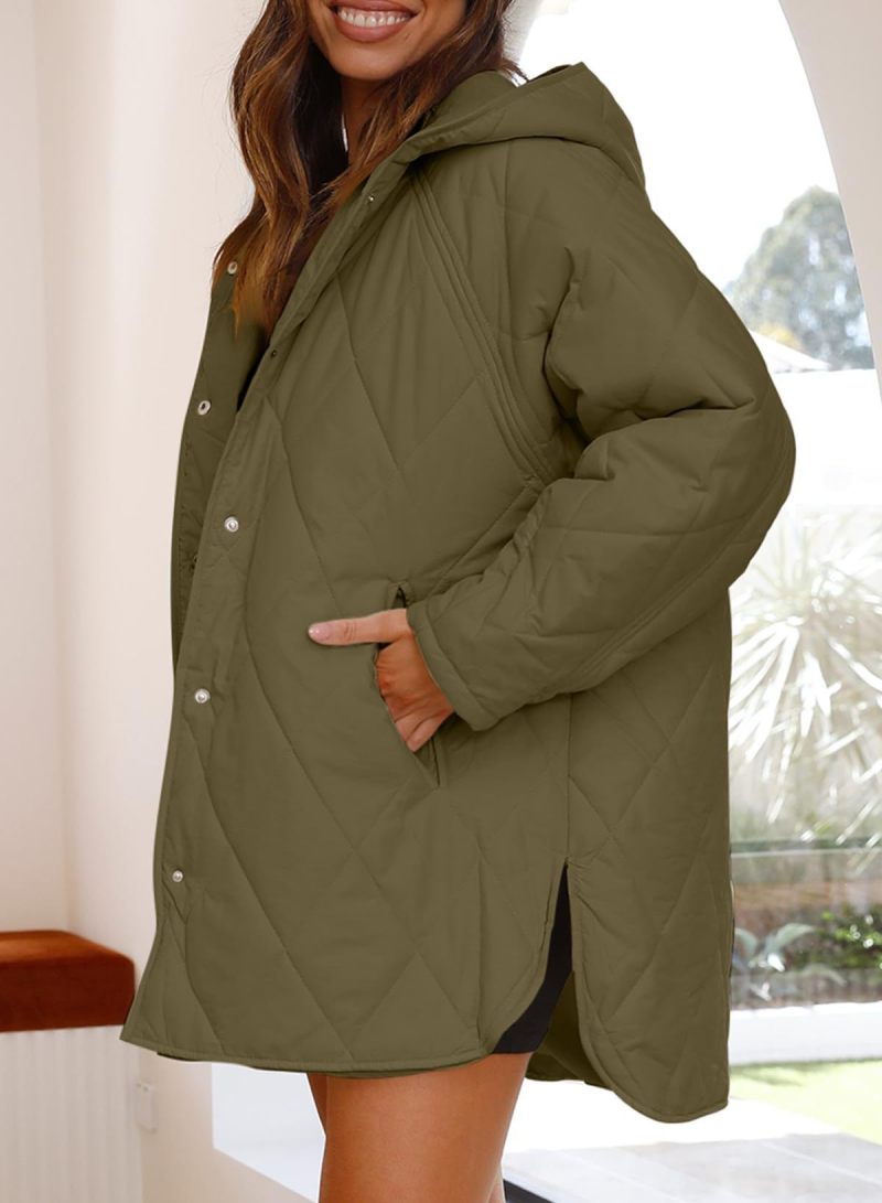Women’s Diamond Quilted Jacket with Buttons