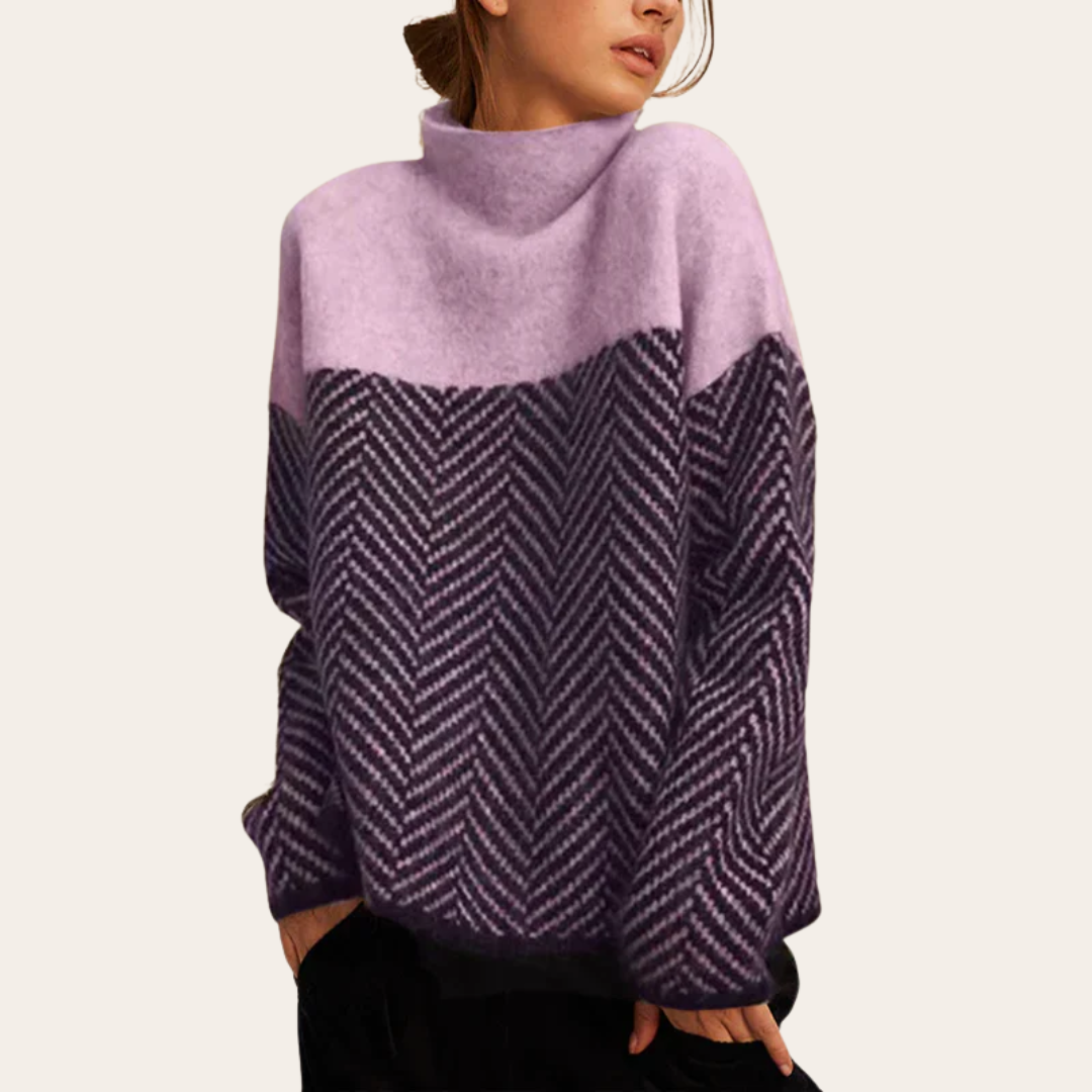 Women’s Two-Tone Chevron Knit Sweater