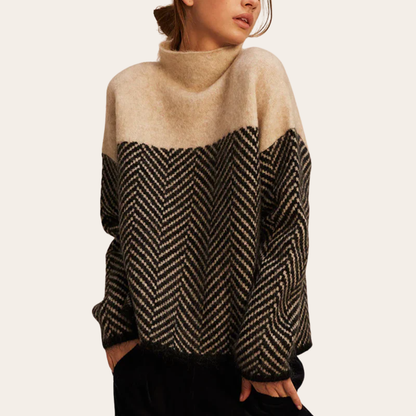 Women’s Two-Tone Chevron Knit Sweater