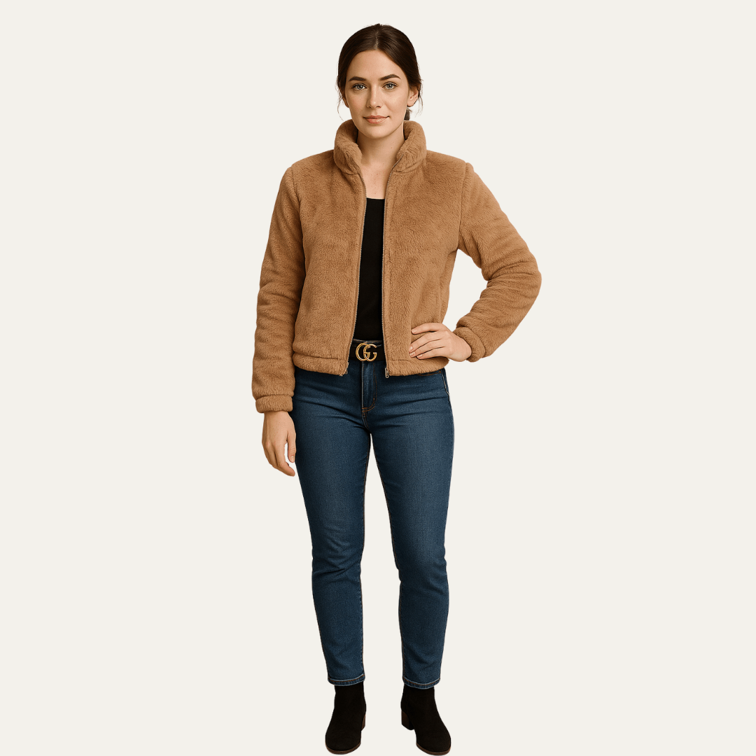Women’s Plush Cropped Teddy Bomber